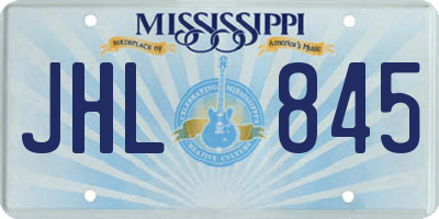 MS license plate JHL845
