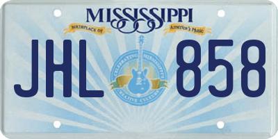 MS license plate JHL858