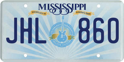 MS license plate JHL860