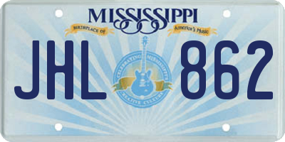 MS license plate JHL862