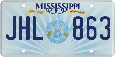 MS license plate JHL863