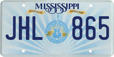 MS license plate JHL865
