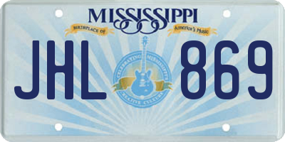 MS license plate JHL869