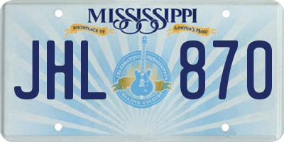 MS license plate JHL870