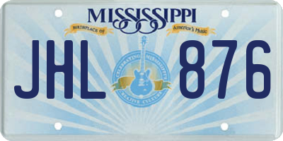 MS license plate JHL876