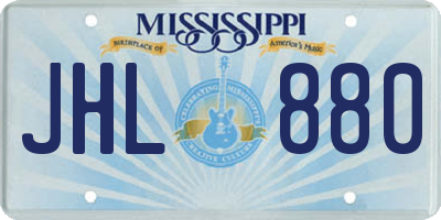 MS license plate JHL880