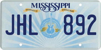 MS license plate JHL892