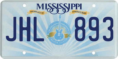 MS license plate JHL893