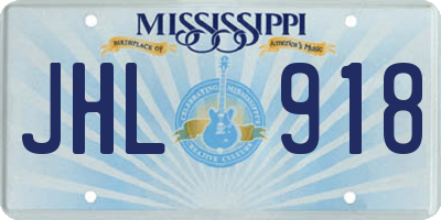 MS license plate JHL918