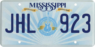 MS license plate JHL923