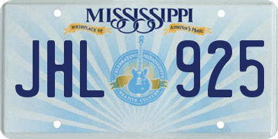 MS license plate JHL925
