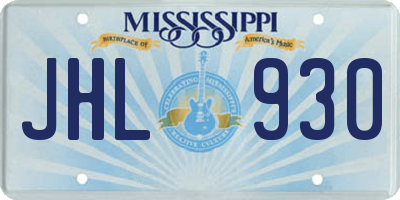 MS license plate JHL930