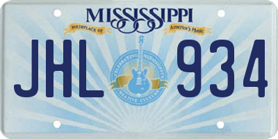MS license plate JHL934