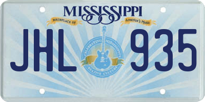 MS license plate JHL935
