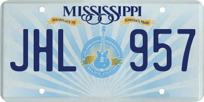 MS license plate JHL957