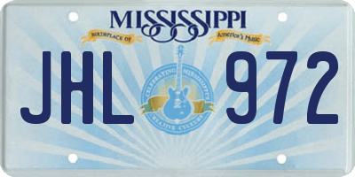 MS license plate JHL972