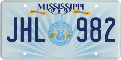 MS license plate JHL982