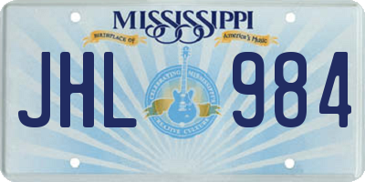 MS license plate JHL984