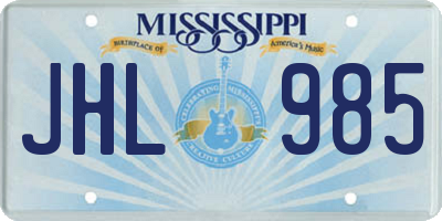MS license plate JHL985