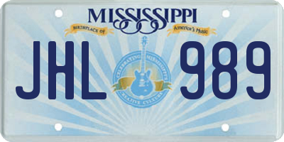 MS license plate JHL989