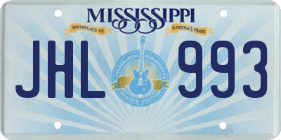 MS license plate JHL993