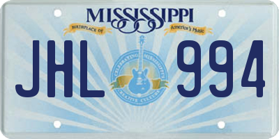 MS license plate JHL994