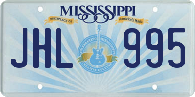 MS license plate JHL995