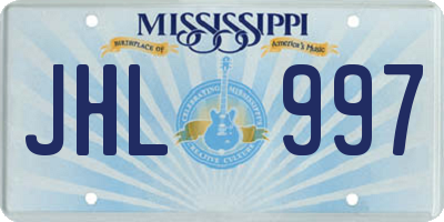MS license plate JHL997