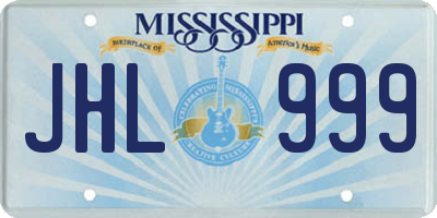 MS license plate JHL999