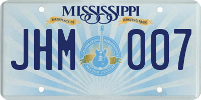 MS license plate JHM007