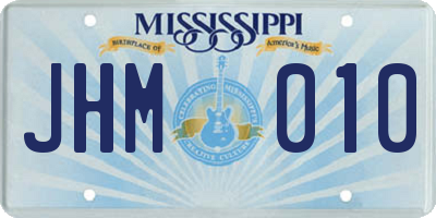 MS license plate JHM010