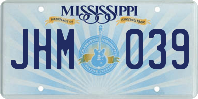 MS license plate JHM039