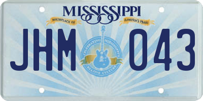 MS license plate JHM043