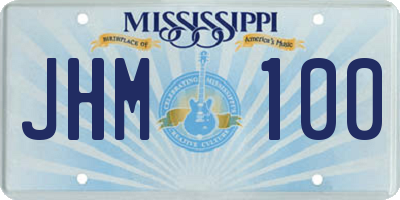 MS license plate JHM100