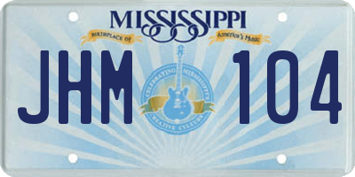 MS license plate JHM104