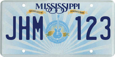MS license plate JHM123