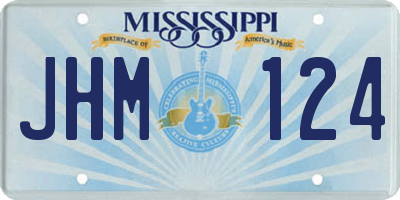 MS license plate JHM124
