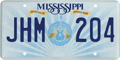 MS license plate JHM204