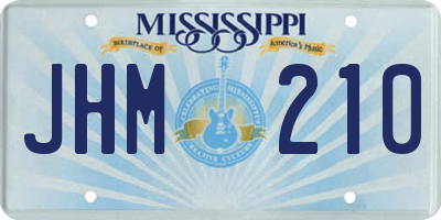 MS license plate JHM210