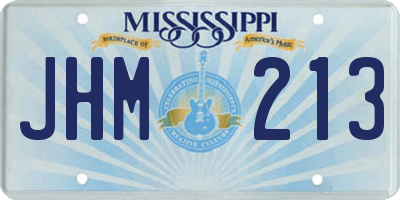 MS license plate JHM213