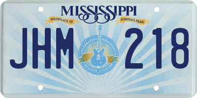 MS license plate JHM218