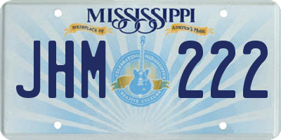 MS license plate JHM222