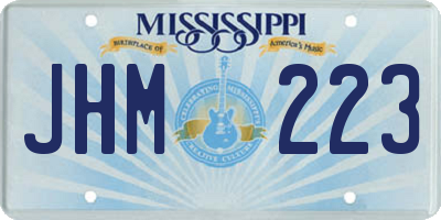 MS license plate JHM223