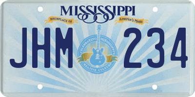 MS license plate JHM234