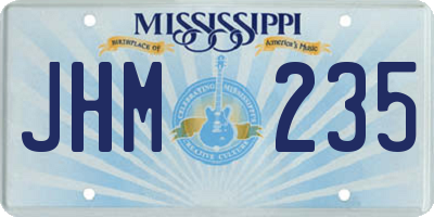 MS license plate JHM235