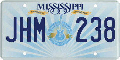 MS license plate JHM238