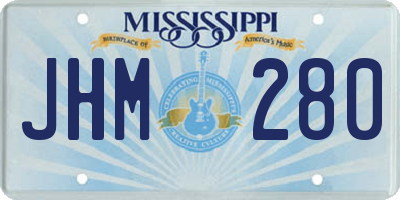 MS license plate JHM280