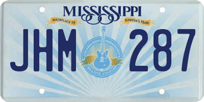 MS license plate JHM287