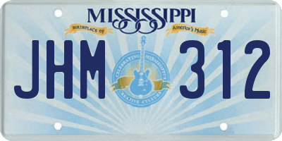 MS license plate JHM312