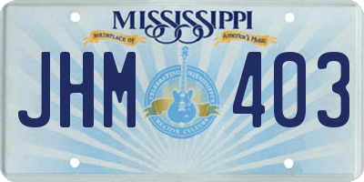 MS license plate JHM403